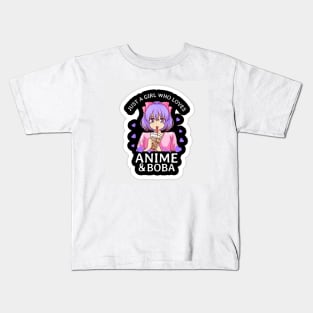 Just A Girl Who Loves Anime & Boba Kids T-Shirt